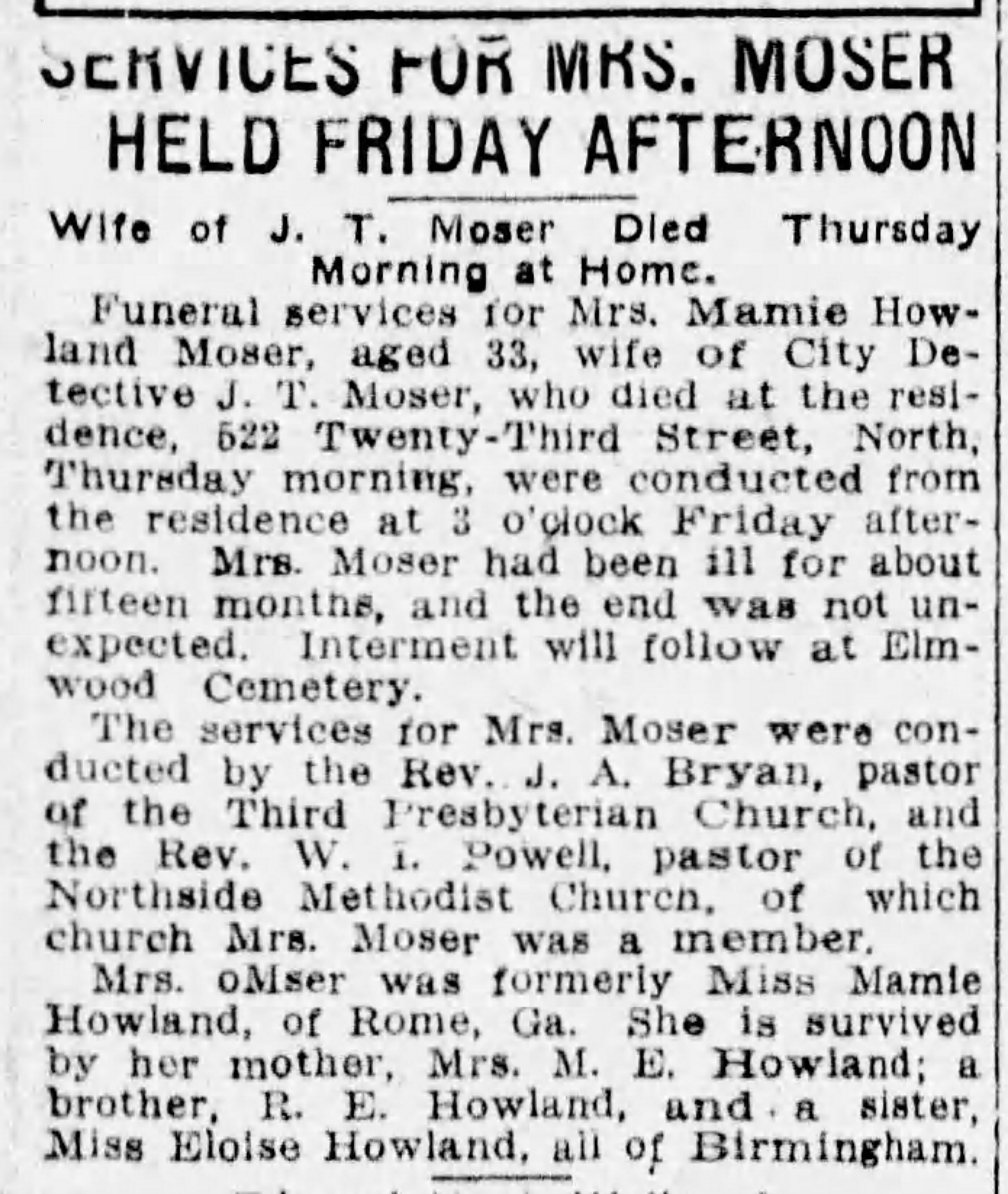 Mamie Howland Moswer obituary